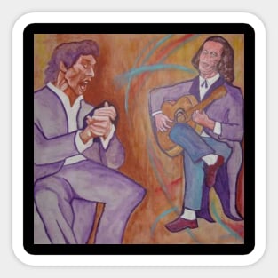 Paco de Lucia and singer Camarón de la Isla, painted by Aguijarro Sticker